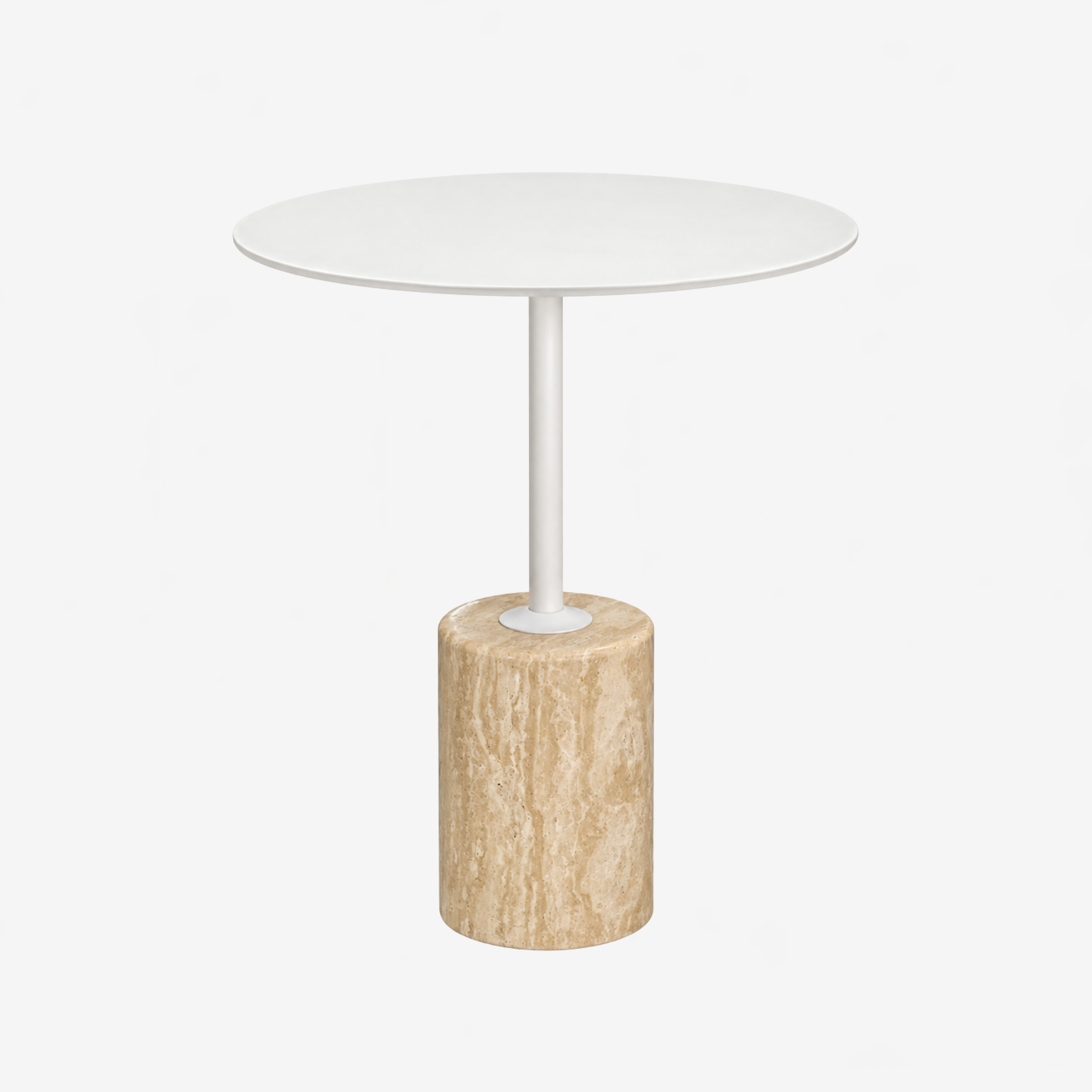 Enzo Side Table - Travertine/White